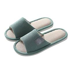 Teceyfeet Unisex Hotelslipper Hausschuhe Slippers für Damen Herren, Hausschuhe Badelatschen Pantoffeln Badepantoletten Gästehausschuhe Rutschfeste offener Zeh Pantoffeln aus Baumwolle und Leinen von Teceyfeet