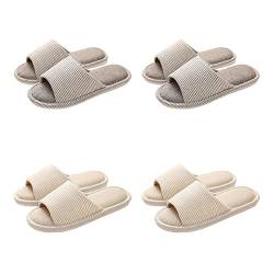 Teceyfeet Unisex Hotelslipper Set, 4 Paar Waschbar Badepantoletten Gästehausschuhe Rutschfeste Leinen Hausschuhe offener Zeh Pantoffeln für Spa, Party Gäste, Hotel und Reisen von Teceyfeet