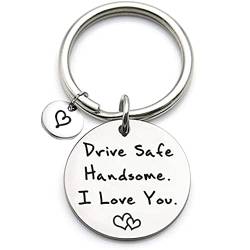 Drive Safe Schlüsselanhänger I Love You Schlüsselanhänger Freund Ehemann Geschenk Fahrer Geburtstag Geschenke für Ihn Freund Ehemann Geschenke, silber von Tecreo