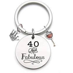 Tecreo 40. Geburtstag Schlüsselanhänger 40. Geburtstagsgeschenk-Idee für Mutter Frau Freundin, 40.Fabulous Schlüsselanhänger für Frauen von Tecreo