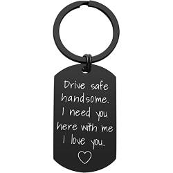 Tecreo Drive Safe Schlüsselanhänger I Love You Schlüsselanhänger Freund Ehemann Geschenk Fahrer Geburtstag Geschenke für Ihn Freund Ehemann Geschenke von Tecreo