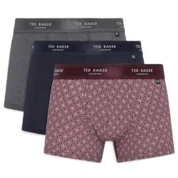 Ted Baker Herren 3er-Pack Baumwollhosen Badehose, Grau/Marineblau/Sternblume Burgunderrot, S von Ted Baker