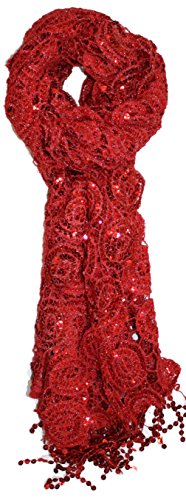 Ted & Jack – luxuriöser Schal mit Pailletten und Glitzer - Rot - Einheitsgröße von Ted and Jack