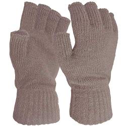 Damen Fingerlose Handschuhe, extraweich, Warm, fein gestrickt, Thermo-Handschuhe, Fingerlose Winter-Handschuhe Gr. Einheitsgröße, taupe von TeddyT's