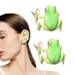 Tedious Frosch-Ohrringe für Frauen, süße Frosch-Ohrclips - Kreative Ohrwickel-Knorpelmanschette in Froschform - Nicht durchdringender Frosch-Ohrschmuck für Partys, Frauen von Tedious
