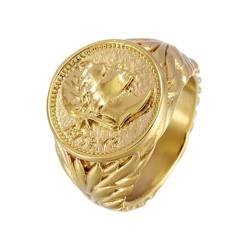 Tedious Römischer Ring, Kaiserkopfring - Herren Vintage römischer Kaiser Münze Siegelring - Vintage Caesar Portrait Ring, Edelstahl Siegelring für Männer, Freund Geburtstag von Tedious