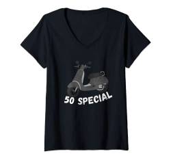Damen 50 Spezial [Vespa] für Vespisti und Scooter Enthusiasten T-Shirt mit V-Ausschnitt von Tee Galore