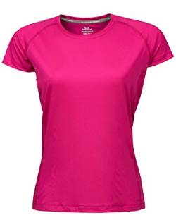 Tee Jays Damen Cool Dry T-Shirt, Kurzarm (S) (Kräftiges Fuchsia) von Tee Jays