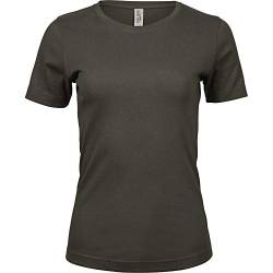 Tee Jays Damen Interlock T-Shirt, Rundhalsausschnitt, Kurzarm (2XL) (Dunkles Olivgrün) von Tee Jays