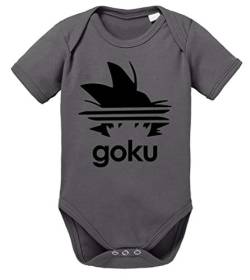Adi Goku Dragon Son Baby Ball Strampler Bio Baumwolle Body Jungen & Mädchen 0-12 Monate, Größe:56/0-2 Monate, Farbe:Dunkel Grau von Tee Kiki