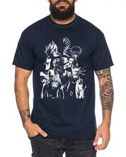 Heroes One Manga Helden Herren T-Shirt Anime Piece, Farbe:Dunkelblau, Größe:S von Tee Kiki