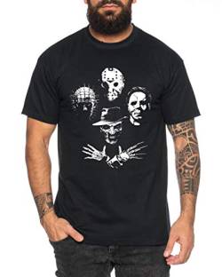 Horro Icons - Herren T-Shirt Halloween Michael Horror Myers Pennywise Man 13 Jason Voorhees Nightmare, Farbe:Schwarz, Größe:XXL von Tee Kiki