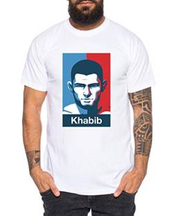 Khabib Blue Red - Herren T-Shirt Nurmagomedov MMA Eagle Dagestan Cooles Fitness Sport Shirt, Farbe:Weiß, Größe:L von Tee Kiki