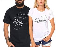 King Queen Line - T-Shirt Damen und Herren - 2 Stück - Couple-Shirt Geschenk Set für Verliebte - Partner-Geschenke - Bestes Geburtstagsgeschenk - Partnerlook von Tee Kiki