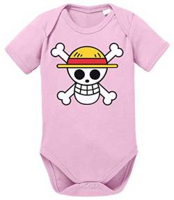 Logo Straw Hat One Baby Strampler Piece Bio Baumwolle Body Jungen & Mädchen 0-12 Monate, Größe:56/0-2 Monate, Farbe:Rosa von Tee Kiki