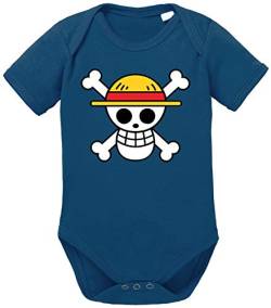 Logo Straw Hat One Baby Strampler Piece Bio Baumwolle Body Jungen & Mädchen 0-12 Monate, Größe:74/7-9 Monate, Farbe:Dunkel Blau von Tee Kiki