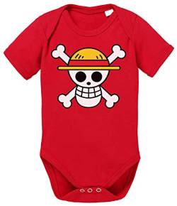 Logo Straw Hat One Baby Strampler Piece Bio Baumwolle Body Jungen & Mädchen 0-12 Monate, Größe:74/7-9 Monate, Farbe:Rot von Tee Kiki