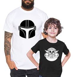 Mandalorian Yoda - Partner - T-Shirt Papa Vater Sohn Kind Baby Strampler Body Partnerlook, Größe:62, T-Shirts:Baby Body Schwarz von Tee Kiki