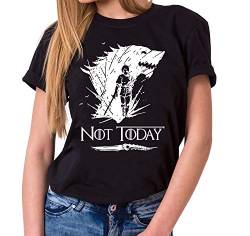 Not Today II - T-Shirt Damen Targaryen Thrones Game of stark Lannister Baratheon Daenerys Khaleesi tv blu-ray DVD, Farbe:Schwarz, Größe:3XL von Tee Kiki