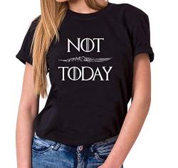 Not Today - T-Shirt Damen Targaryen Thrones Game of stark Lannister Baratheon Daenerys Khaleesi tv blu-ray DVD, Farbe:Schwarz, Größe:L von Tee Kiki