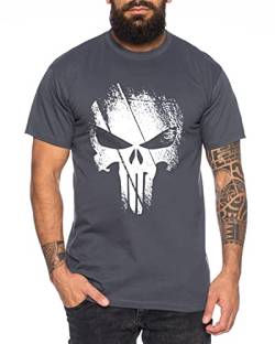 Punish - Herren T-Shirt Jon Bernthal Skull Logo Comics, Farbe:Dunkelgrau, Größe:S von Tee Kiki