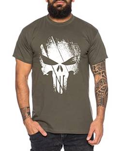 Punish - Herren T-Shirt Jon Bernthal Skull Logo Comics, Größe:XXL, Farbe:Khaki von Tee Kiki