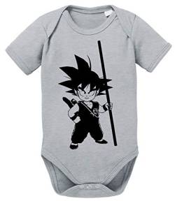 SO Dragon Son Baby Ball Goku Strampler Bio Baumwolle Body Jungen & Mädchen 0-12 Monate, Größe:62/2-3 Monate, Farbe:Grau Meliert von Tee Kiki