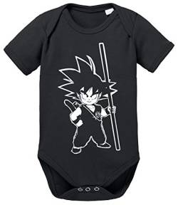 SO Dragon Son Baby Ball Goku Strampler Bio Baumwolle Body Jungen & Mädchen 0-12 Monate, Größe:74/7-9 Monate, Farbe:Schwarz von Tee Kiki