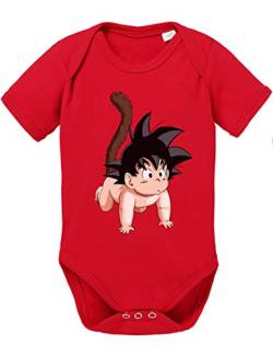 Son Baby Dragon Ball Strampler Bio Baumwolle Body Jungen & Mädchen 0-12 Monate, Größe:62/2-3 Monate, Farbe:Rot von Tee Kiki