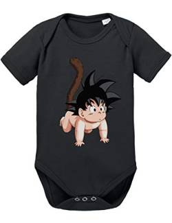 Son Baby Dragon Ball Strampler Bio Baumwolle Body Jungen & Mädchen 0-12 Monate, Größe:74/7-9 Monate, Farbe:Schwarz von Tee Kiki