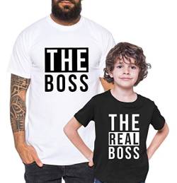 The Boss - Partner - T-Shirt Vater Sohn Papa Kind Baby Strampler Body Partnerlook, Größe:110-116, T-Shirts:Kinder T-Shirt Schwarz von Tee Kiki