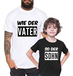 Wie der Vater so der Sohn - Partner - T-Shirt Papa Kind Baby Strampler Body Partnerlook, Größe:122-128, T-Shirts:Kinder T-Shirt Weiß von Tee Kiki