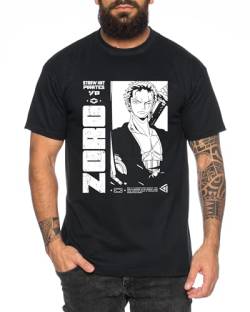 Zoro Boom - Herren T-Shirt Straw Hat Luffy Zoro One Monkey D. Pirat Ace Piece Goku Anime Ruffy, Größe:S, Farbe:Schwarz von Tee Kiki