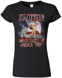 Ladies Color Led Zeppelin Tour 1977 Jimmy Page offiziell Frauen T-Shirt Damen (Large) von Tee Shack