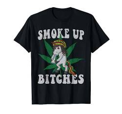 Rasta Unicorn Smoke Up Bitches Marijuana 420 Weed Cannabis T-Shirt von Tee Styley