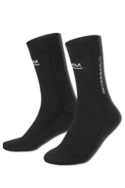 Damen Herren 3mm Tauchsocken Neopren Socke Schnorcheln Tauchen Schwimmen Surfen 083 (M, schwarz) von TeeYee