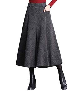 Grau Flare Hosen Mode Wide Leg Hosen mit Taschen Casual Kleid Damen Herbst Winter Hose für Frauen M von TeeYee