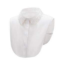 TeeYee Damen Abnehmbare Fake Kragen Spitze Blusenkragen Krageneinsatz Halskrause für Kleid/Hemd 036 Weiss von TeeYee