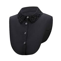 TeeYee Damen Abnehmbare Fake Kragen Spitze Blusenkragen Krageneinsatz Halskrause für Kleid/Hemd 036 schwarz von TeeYee