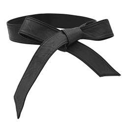TeeYee Frauen Damen Obi PU Leder Gürtel einfarbig Bereit Tailleband 172cm (black NewVersion) von TeeYee