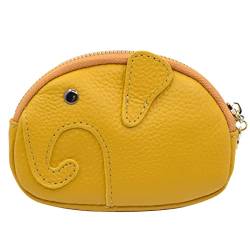 TeeYee Süße Elefant Form Geldbörse Mini Brieftasche Leder Geldbeutel Clutch Bag Damen Mädchen Münztasche Kartentasche mit Schlüsselanhänger gelb von TeeYee