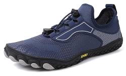 Teechodina Unisex Traillaufschuhe Herren Damen Wanderschuhe Barfußschuhe Laufschuhe Knit Sneaker Fitnessschuhe Fivefinger Zehenschuhe, Dunkelblau AB, 43 von Teechodina