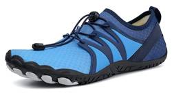 Teechodina Unisex Traillaufschuhe Herren Damen Wanderschuhe Barfußschuhe Laufschuhe Knit Sneaker Fitnessschuhe Fivefinger Zehenschuhe, Dunkelblau N, 38 von Teechodina