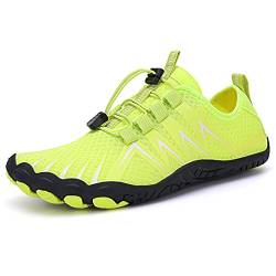 Teechodina Unisex Traillaufschuhe Herren Damen Wanderschuhe Barfußschuhe Laufschuhe Knit Sneaker Fitnessschuhe Fivefinger Zehenschuhe, Gelb-A, 40 von Teechodina