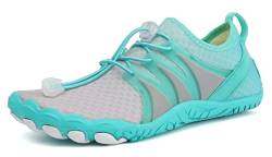 Teechodina Unisex Traillaufschuhe Herren Damen Wanderschuhe Barfußschuhe Laufschuhe Knit Sneaker Fitnessschuhe Fivefinger Zehenschuhe, Grün N, 38 von Teechodina