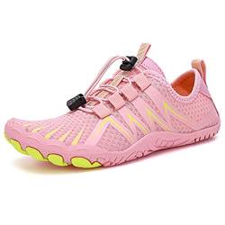 Teechodina Unisex Traillaufschuhe Herren Damen Wanderschuhe Barfußschuhe Laufschuhe Knit Sneaker Fitnessschuhe Fivefinger Zehenschuhe, Rosa-A, 39 von Teechodina