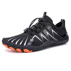 Teechodina Unisex Traillaufschuhe Herren Damen Wanderschuhe Barfußschuhe Laufschuhe Knit Sneaker Fitnessschuhe Fivefinger Zehenschuhe, Schwarz-A, 41 von Teechodina