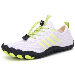 Teechodina Unisex Traillaufschuhe Herren Damen Wanderschuhe Barfußschuhe Laufschuhe Knit Sneaker Fitnessschuhe Fivefinger Zehenschuhe, Weiß-B, 41 von Teechodina