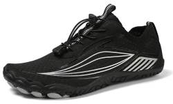 Teechodina Unisex Zehenschuhe Wasserschuhe Strandschuhe Barfußschuhe Barfussschuhe Herren Damen Traillaufschuhe Aquaschuhe Schwimmschuhe Surfschuhe, AAA-Schwarz, 42 von Teechodina