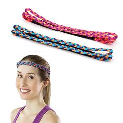 Teegxddy 2PCS Geflochtenes Sport-Stirnband, elastisches Stretch-Stirnband, bequem und atmungsaktiv, rutschfestes Schweißband, Stirnband von Teegxddy